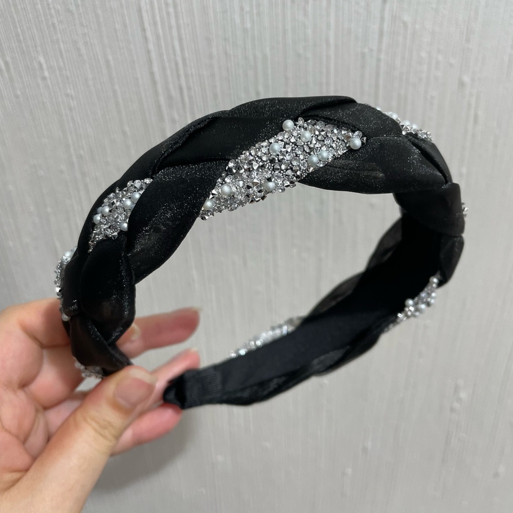 Braided Tulle Rhinestone Headband